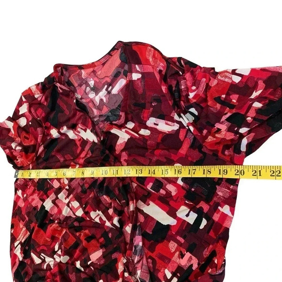 Liz Lange Maternity Long Sleeves Jersey Wrap Dress Size XL Red Black Abstract - Picture 12 of 16